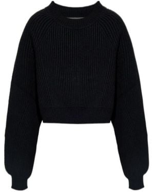 Yohji Yamamoto Backless Crewneck Cropped Jumper - Black