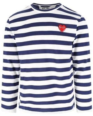 COMME DES GARÇONS PLAY Comme Des Garçons Play Embellished Striped Jumper - Blue