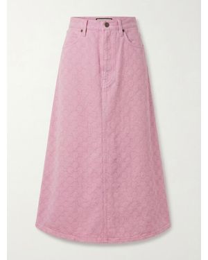 Gucci Gg Cotton Denim Jacquard Skirt - Pink