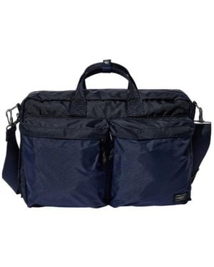 Porter-Yoshida and Co Two-Pocket Messenger Bag - Blue