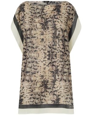 Pinko Snake-Print Draped T-Shirt - Gray