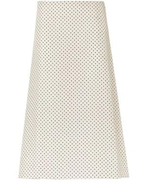Fendi Parchment-Coloured Printed Silk Skirt - White