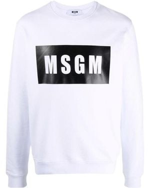 MSGM Logo-Print Cotton Sweatshirt - White