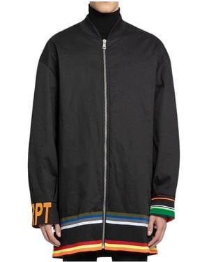 Raf Simons Stripe-Detail Zip-Fastening Coat - Gray