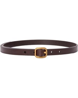 Loewe Logo Engraved Rounded Soft Belt - White