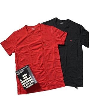 EA7 Logo Details Two T-Shirts - Red