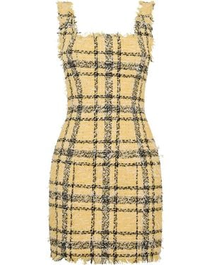 Balmain Tweed Check Strapless Mini Dress - Metallic