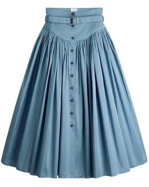Dior Iviera Pleated Mid-Length Skirt - Blue