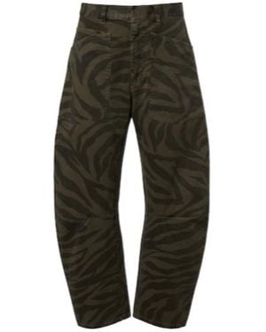 Nili Lotan Camouflage Zebra Print Jeans - Green