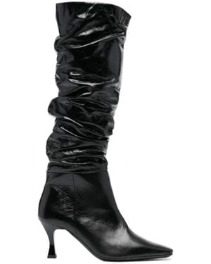Rejina Pyo Solid Mid-Calf Heeled Boots - Black