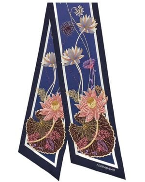 Ferragamo Water Lily Print Silk Bandeau - Blue