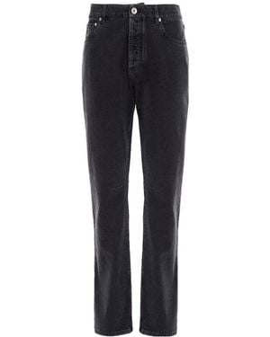 Brunello Cucinelli Logo Patch Straight-Leg Jeans - Blue