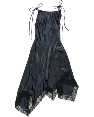 Acne Studios Lace-Trim Asymmetric Dress - Blue
