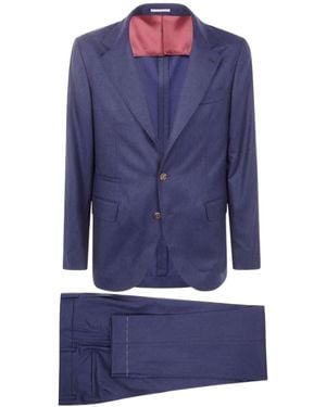 Brunello Cucinelli Two-Button Wool Suit - Blue