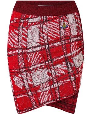 Vivienne Westwood Scribble Check Skirt - Red