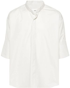 Ami Paris Ami Mandarin Collar Buttoned Shirt - White