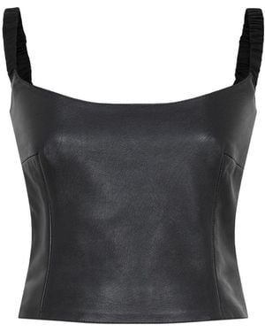 KHAITE Leather Short Vest - Black