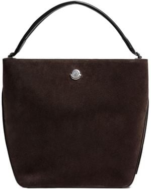 Moncler Carlo Suede Shoulder Bag - Black
