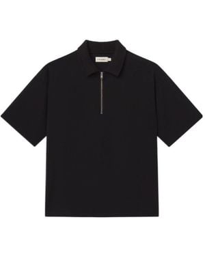 FRAME Zip-Fastening Short-Sleeve Polo Shirt - Black
