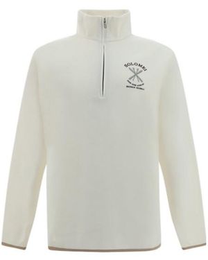 Brunello Cucinelli Logo Embroidered Turtleneck Sweatshirt - White