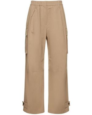 Brunello Cucinelli Cotton Poplin Wide Cargo Trousers - Natural