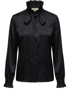Gucci Bow Detailed Long-Sleeve Shirt - Black