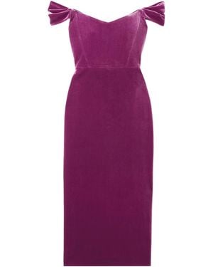 Alex Perry Slim Off-The-Shoulder Velvet Dress - Purple