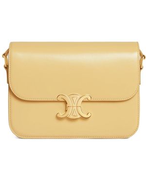 Celine Classique Triomphe Logo Shoulder Bag - Natural