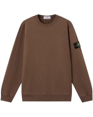 Stone Island Logo Patch Crewneck Sweatshirt - Brown