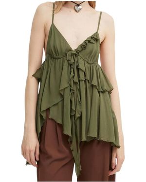 Aniye By Ruffled Asymmetric Top - Green