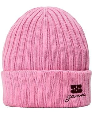 Ganni Colorful Knit Hat - Pink