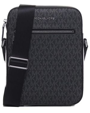 Michael Kors Varick Logo Detailed Zipped Messenger Bag - Black