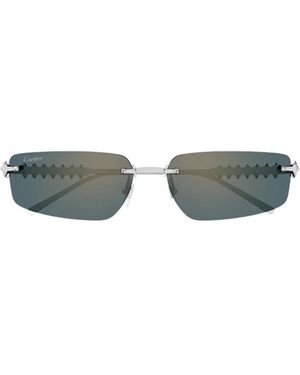 Cartier Studded Rectangle-Frame Sunglasses - Multicolour
