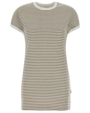 MM6 by Maison Margiela Striped Crewneck Mini Dress - Grey