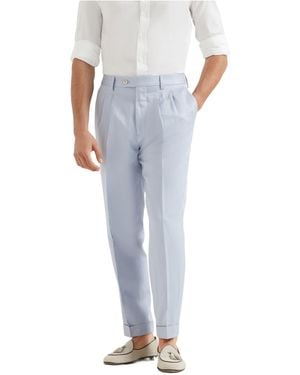 Brunello Cucinelli Pressed-Crease Trousers - Blue