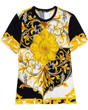 Versace Baroque-Print T-Shirt - Yellow