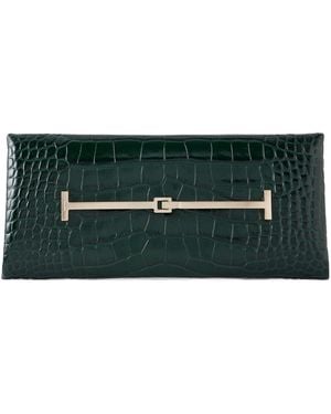 Tom Ford Croc-Effect Leather Clutch - Green