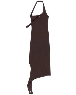 Courreges Asymmetrical Undressed Midi Dress - Brown