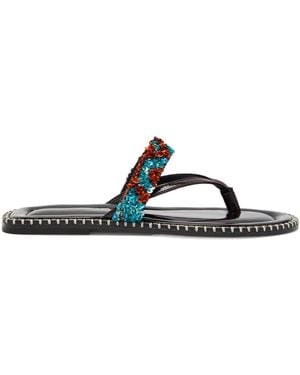 Dries Van Noten Sequin-Embellished Patent Leather Flip Flops - Multicolour
