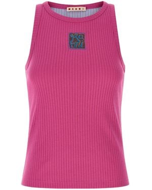 Marni Logo Patch Knitted Tank Top - Pink