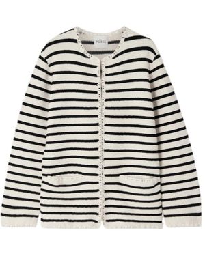 Posse Henry Embellished Striped Knitted Cardigan - Multicolour