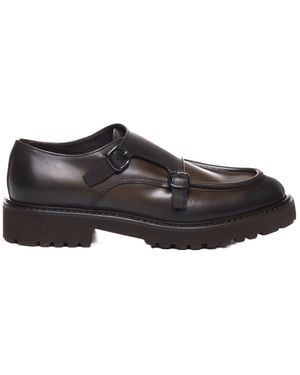 Doucal's Double-Button Almond-Toed Casual Shoes - Brown