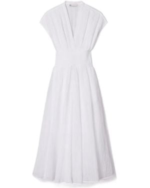 Tory Burch V-Neck Linen Dress - White