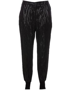 Stella McCartney Wood-Grain Effect Metallic Tapered Pants - Black