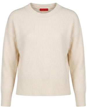 MAX&Co. Solid-Colored Ribbed Knit Top - White