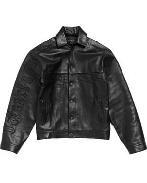 Balenciaga Leather Shirt Jacket - Black