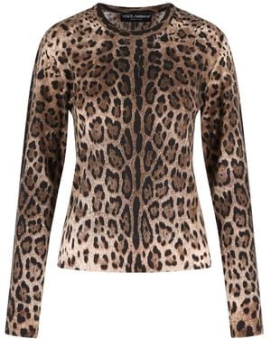 Dolce & Gabbana Leopard Printed Knitted Jumper - Brown