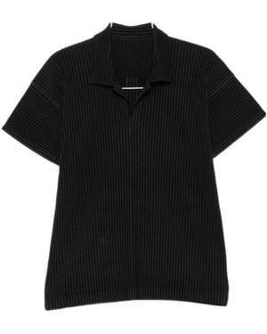 Homme Plissé Issey Miyake Homme Plissé Issey Miyake Pleated V-Neck Polo Shirt - Black