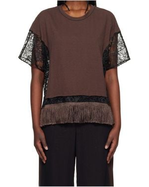 Undercover Crew Neck Patchwork T-Shirt - Brown
