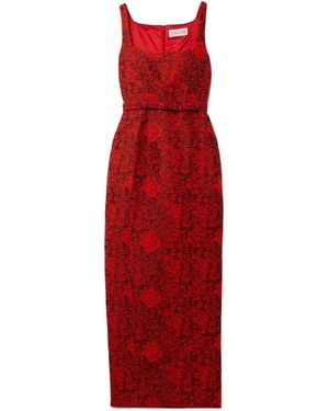 Saloni Belted Brocade Gown - Red